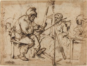 An Artist Seated at His Easel by Andries Both