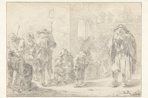 Distribution of Food to Pilgrims and Beggars at a Monastery Gate by Andries Both