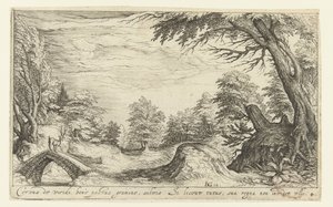 Landscape with a Deer on a Bridge by Andries Jacobsz. Stock