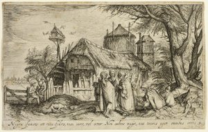 Landscape with Gypsy Women Near a Farm Building by Andries Stock