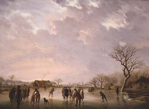 Winter Scene with Skaters by Andries Vermeulen