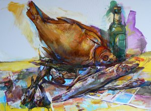 Colorful Fish Still Life by Andrii Kutsachenko