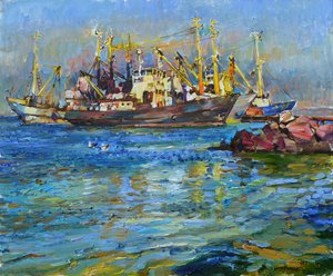 Colorful Harbor Boats
