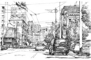 Detailed City Street by Andrii Kutsachenko