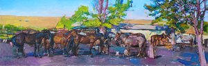 Horses At The Stable by Andrii Kutsachenko