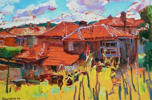 Rustic Village Red Roofs by Andrii Kutsachenko