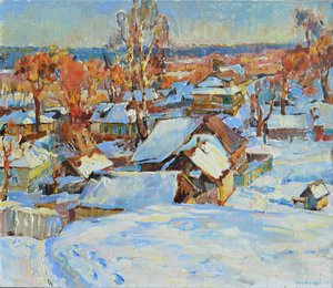 Sunny Winter Village by Andrii Kutsachenko