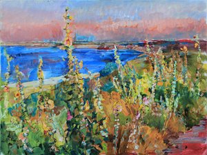 Sunset Over Coastal Blooms