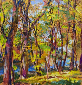 Vibrant Autumn Forest Stream by Andrii Kutsachenko