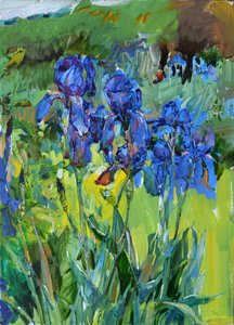 Vibrant Blue Irises by Andrii Kutsachenko