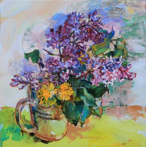 Vibrant Lilacs and Dandelions