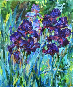 Vibrant Purple Irises by Andrii Kutsachenko