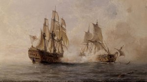 Battle of the Ship Glorioso with the British Dartmouth in 1747 – 19th Century by Angel Maria Cort