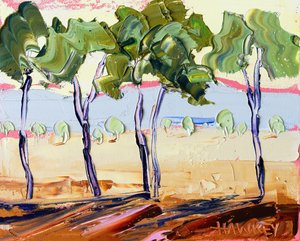 Textured Green Trees by Angela Hawkey