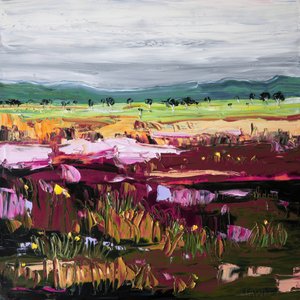 Vibrant Abstract Landscape by Angela Hawkey