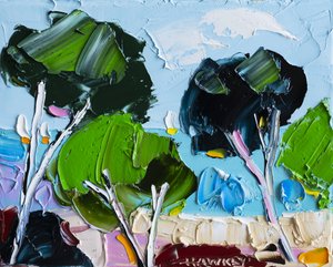 Vibrant Impasto Landscape by Angela Hawkey