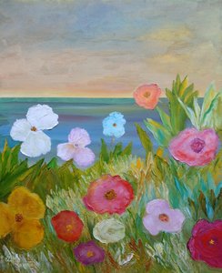 Colorful Flowers Ocean View
