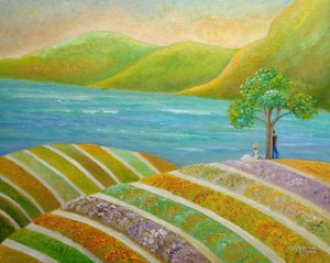 Colorful Lakeside Fields
