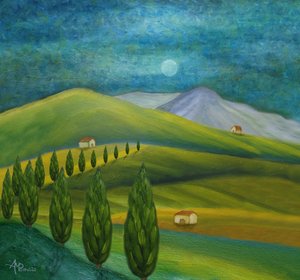 Moonlit Tuscan Hills