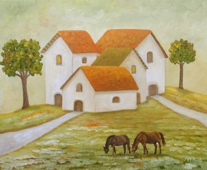 Peaceful Village Horses