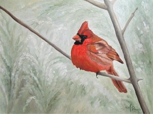 Serene Winter Cardinal by Angeles M. Pomata