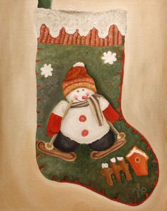 Skiing Snowman Stocking
