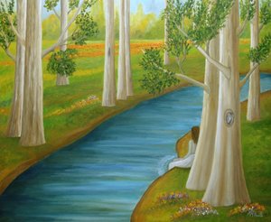 Woman By Tranquil River