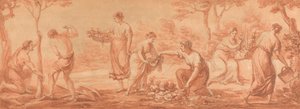 A Frieze: Men Planting Trees, Women Gathering Blossoms and Watering Flowers by Angelica Kauffmann
