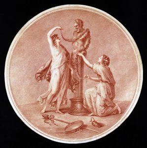 Nymphs Adorning a Statue of Pan by Angelica after Kauffmann