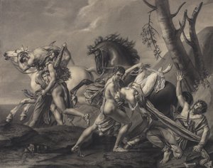 Theseus and Pirithous Clearing the Earth of Brigands, Deliver Two Women from the Hands of Their Abductors by Angelique Mongez