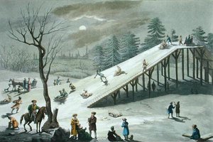 Snow slide in a Russian public park, early 19th century by Angelo Biasioli