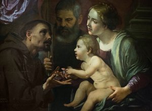 Holy Family with Saint Francis of Assisi by Angelo Caroselli