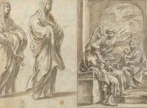 Two Draped Female Figures; Rest on the Flight into Egypt by Angelo Marullo