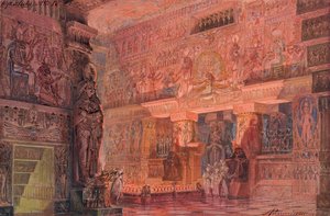 Set design for the Opera Aida by Giuseppe Verdi by Angelo Parravicini