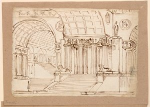 Stage Design, Antique Building with Vaults by Angelo Toselli
