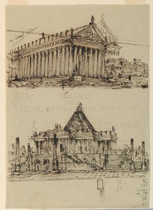 Stage Design, Exterior of Temples by Angelo Toselli