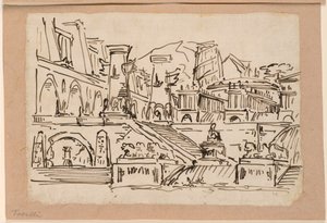 Stage Design, Group of Antique Buildings by Angelo Toselli