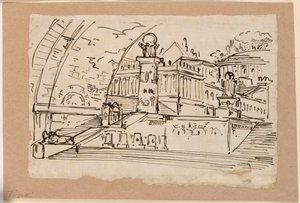 Stage Design, Group of Antique Buildings by Angelo Toselli