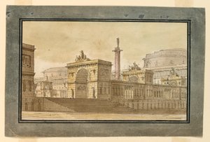 Stage Design, Group of Palace Buildings by Angelo Toselli