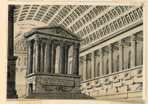 Stage Design, Interior of a Sepulchral Hall by Angelo Toselli