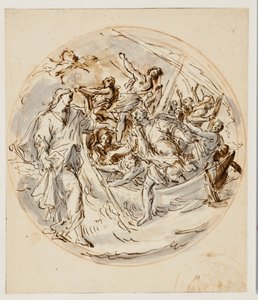 Tondo with Christ Bidding Peter to Walk on the Water, and a Fragment of Smaller Sketch for the Same