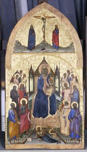 Enthroned Madonna and Child with Angels and Saints