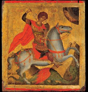 Saint George and the Dragon. Painting by Angelos Akotandos, ca 1440-1460 by Angelos Akotantos