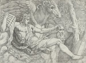 Apollo Holding Pipes in His Right Hand Accompanied by Pegasus, 1556-60 by Angiolo Falconetto