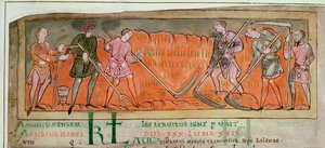 Harvesting, from a Calendar, c.1030 (detail) by Anglo Saxon
