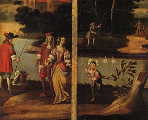 Four-Fold Double-Sided Screen, c.1700 by Anglo Flemish School