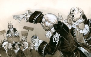 18th century servants at political meeting