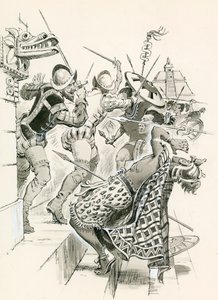 Cortes resisting an Aztec attack