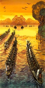 Henry Stanley, searching for Livingstone, had to face hostile tribes in war canoes