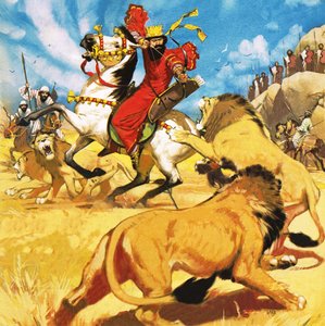 King Darius of Persia Hunting Lions